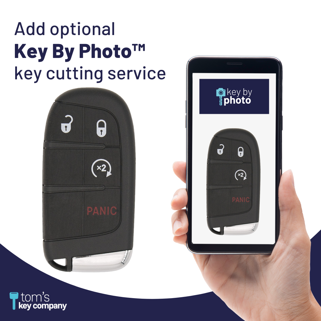 Brand New Aftermarket 4-Button Smart Key Fob with Lock, Unlock, Remote Start, Panic for Select FIAT Vehicles (FIASK-4B-RS-164-K)