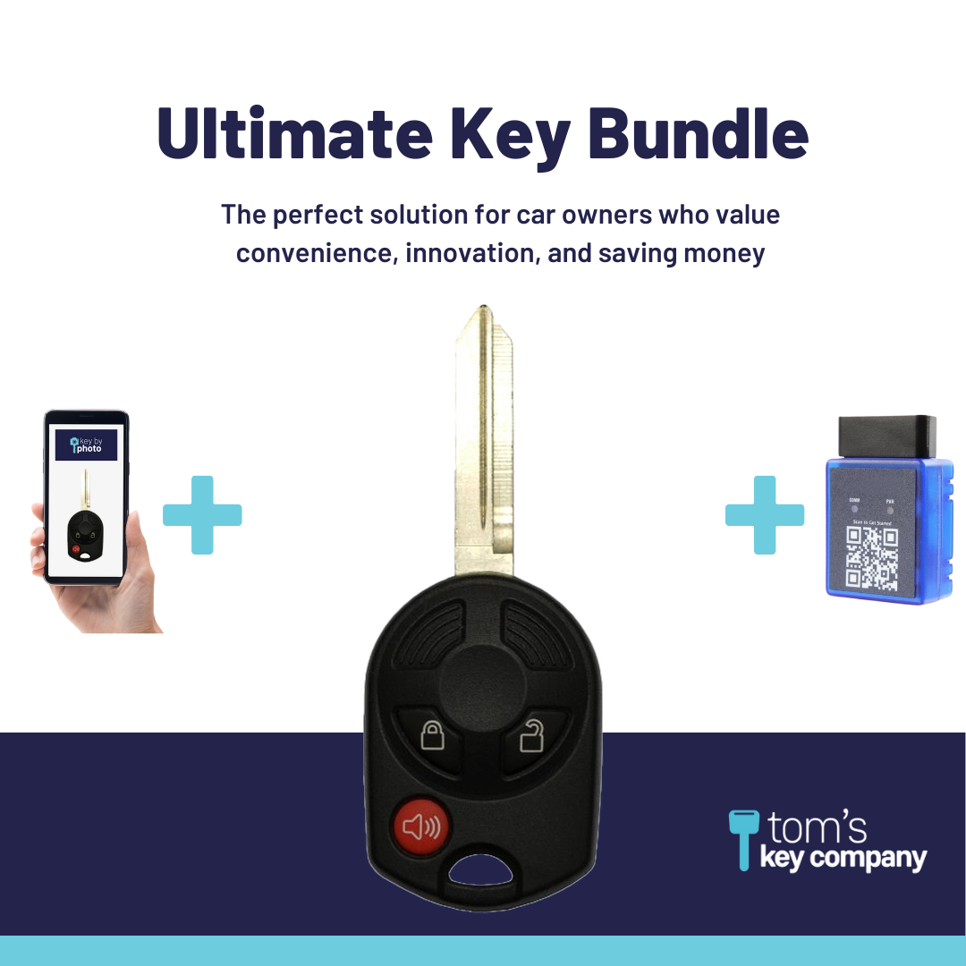 Ultimate Remote Key Bundle with Programming Tool, Refurbished 3-Button Remote Key and Key By Photo for Select Mazda Vehicles (FORCK-3B-R7016-RC-K-UKB)