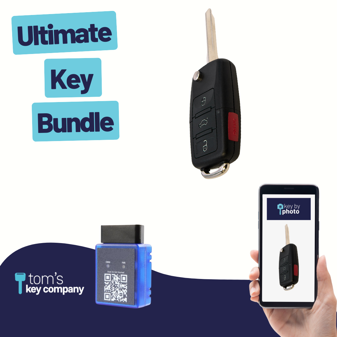 Ultimate Remote Key Bundle with Programming Tool, Aftermarket 4-Button Remote Key and Key By Photo for Select Ford, Lincoln and Mercury Vehicles (FORCK-4B-TR-R8073-K-UKB)