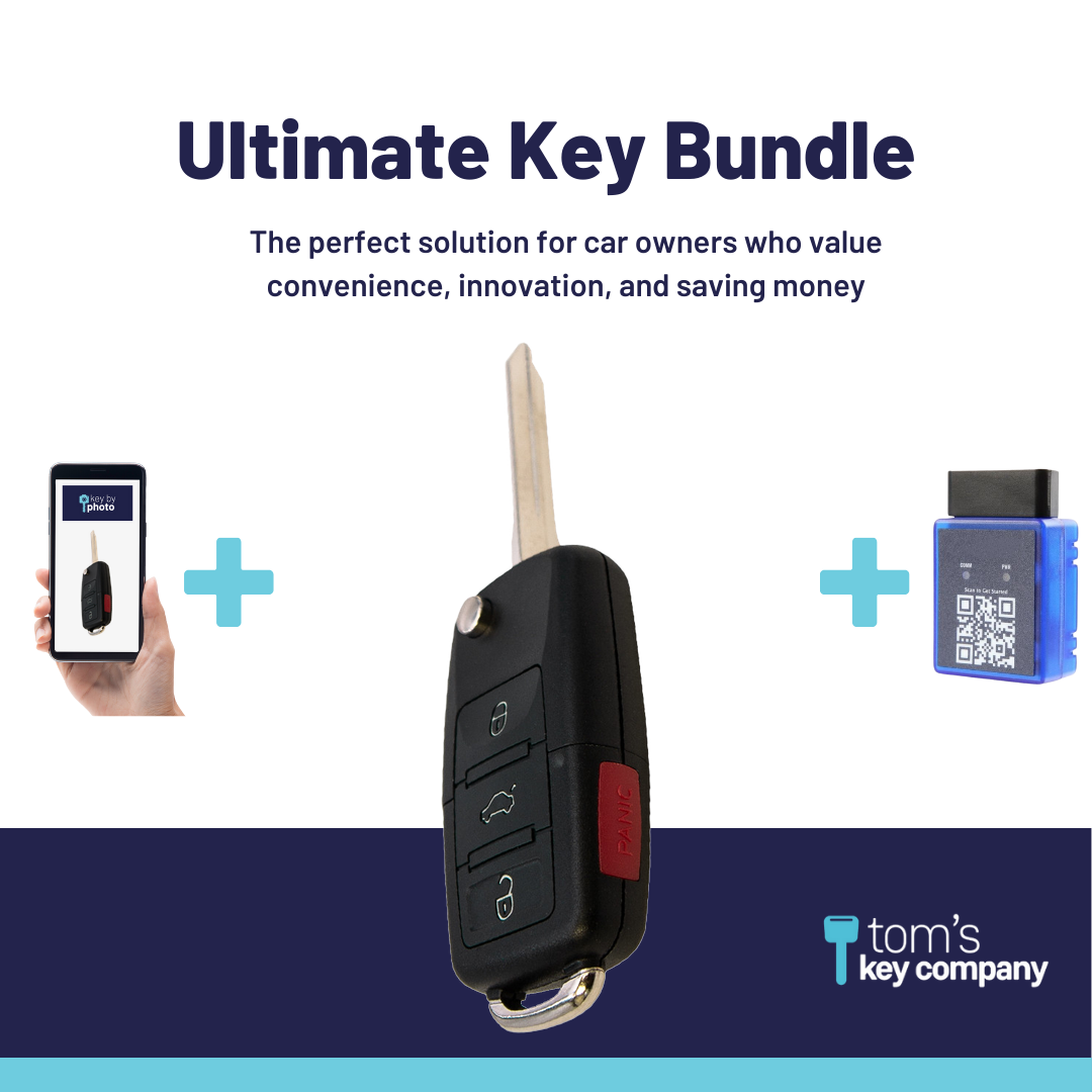 Ultimate Remote Key Bundle with Programming Tool, Aftermarket 4-Button Remote Key and Key By Photo for Select Ford, Lincoln and Mercury Vehicles (FORCK-4B-TR-R8073-K-UKB)
