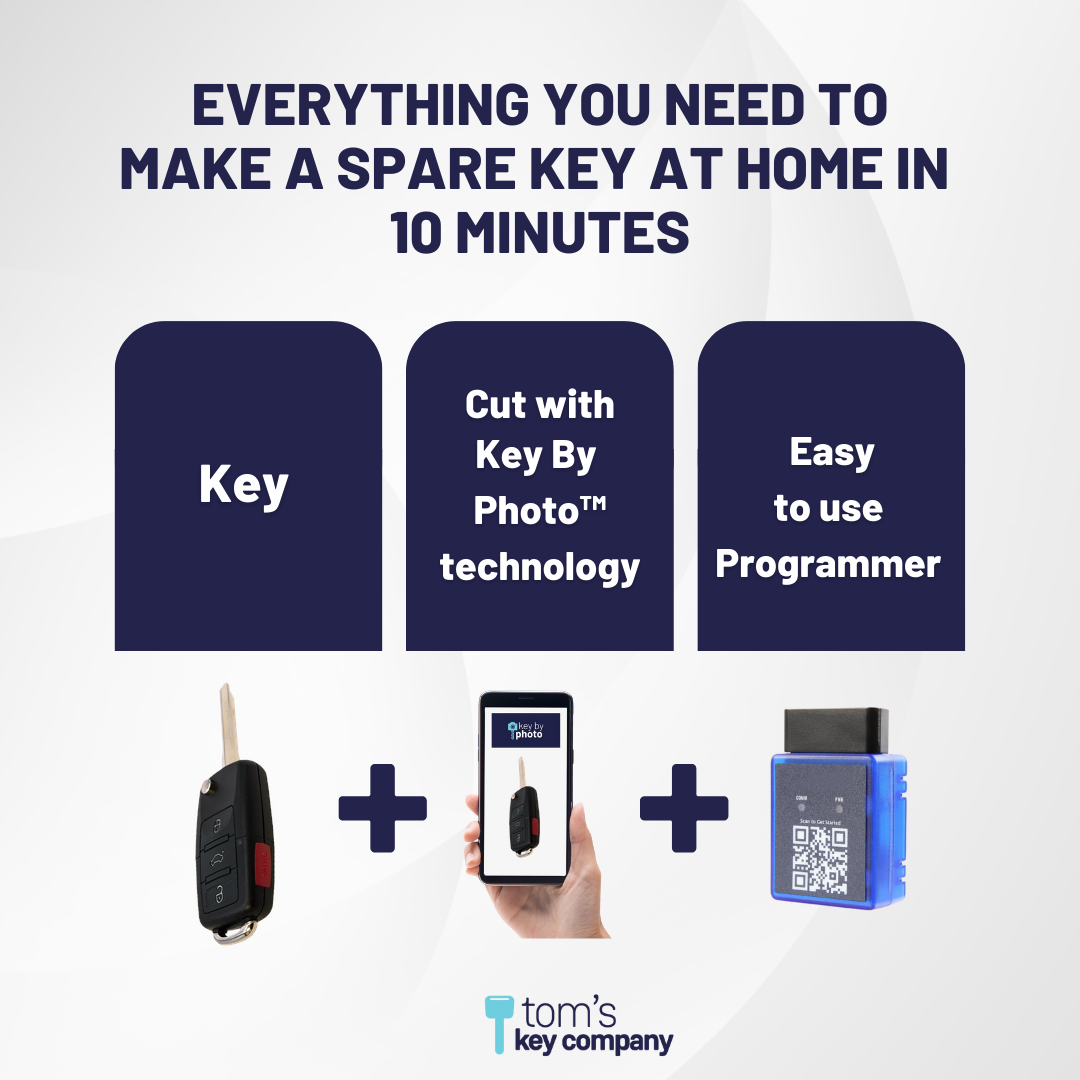 Ultimate Remote Key Bundle with Programming Tool, Aftermarket 4-Button Remote Key and Key By Photo for Select Ford, Lincoln and Mercury Vehicles (FORCK-4B-TR-R8073-K-UKB)