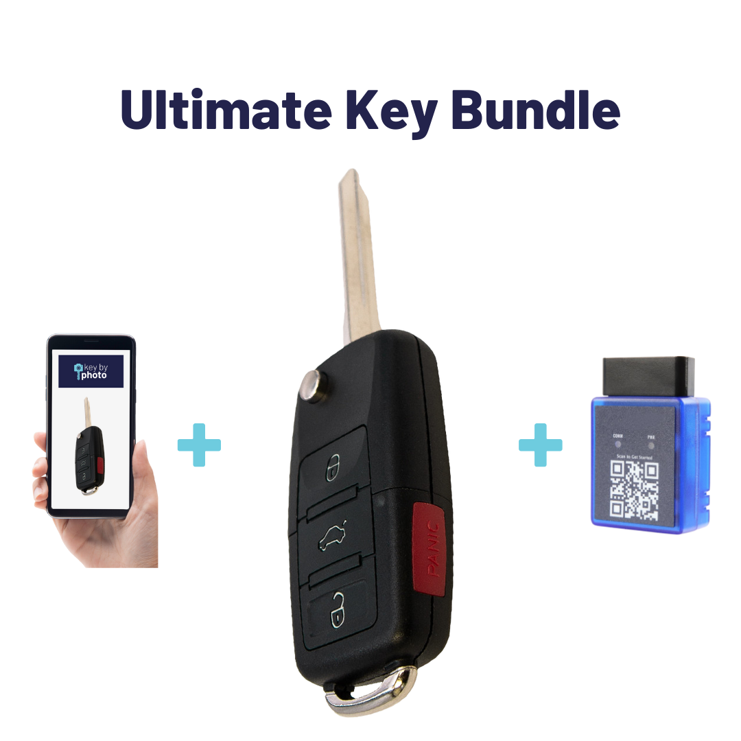 Ultimate Remote Key Bundle with Programming Tool, Aftermarket 4-Button Remote Key and Key By Photo for Select Ford, Lincoln and Mercury Vehicles (FORCK-4B-TR-R8073-K-UKB)