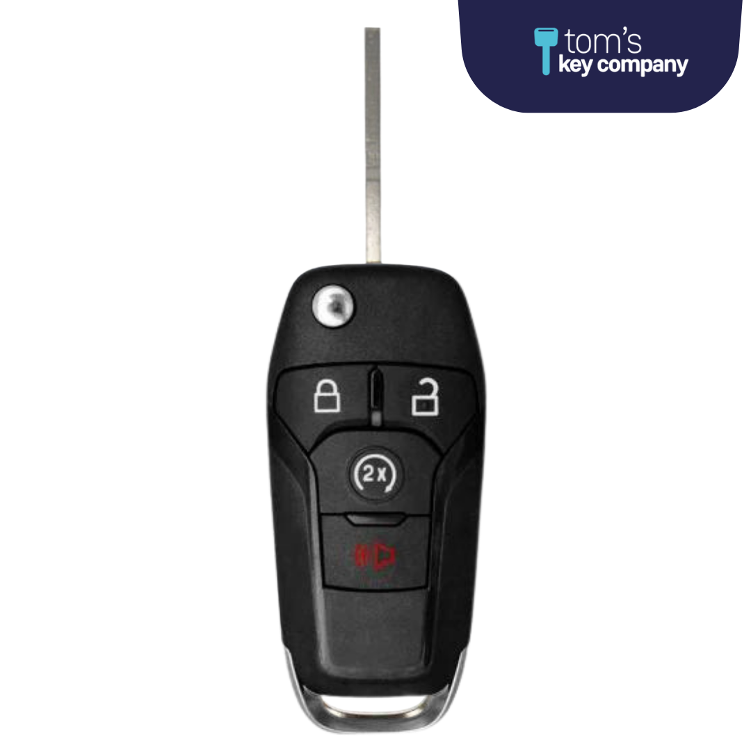 Brand New Uncut Aftermarket 4 Button Flip Key w/ Remote Start Feature for Select Ford Vehicles