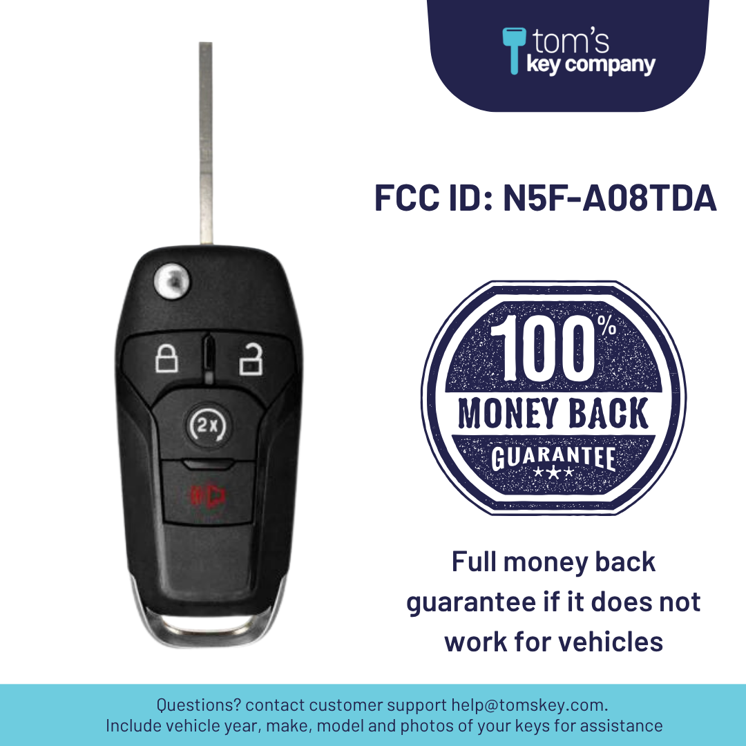 Brand New Uncut Aftermarket 4 Button Flip Key w/ Remote Start Feature for Select Ford Vehicles