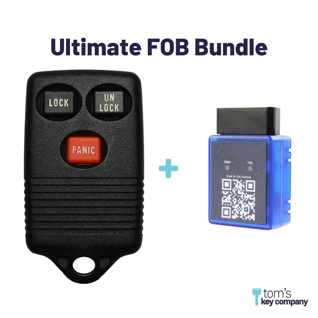 Ultimate Remote FOB Bundle with Programming Tool and Refurbished 3 Button Remote FOB for Select Ford Vehicles (FORFOB-3B-752-RC-K-UKB)