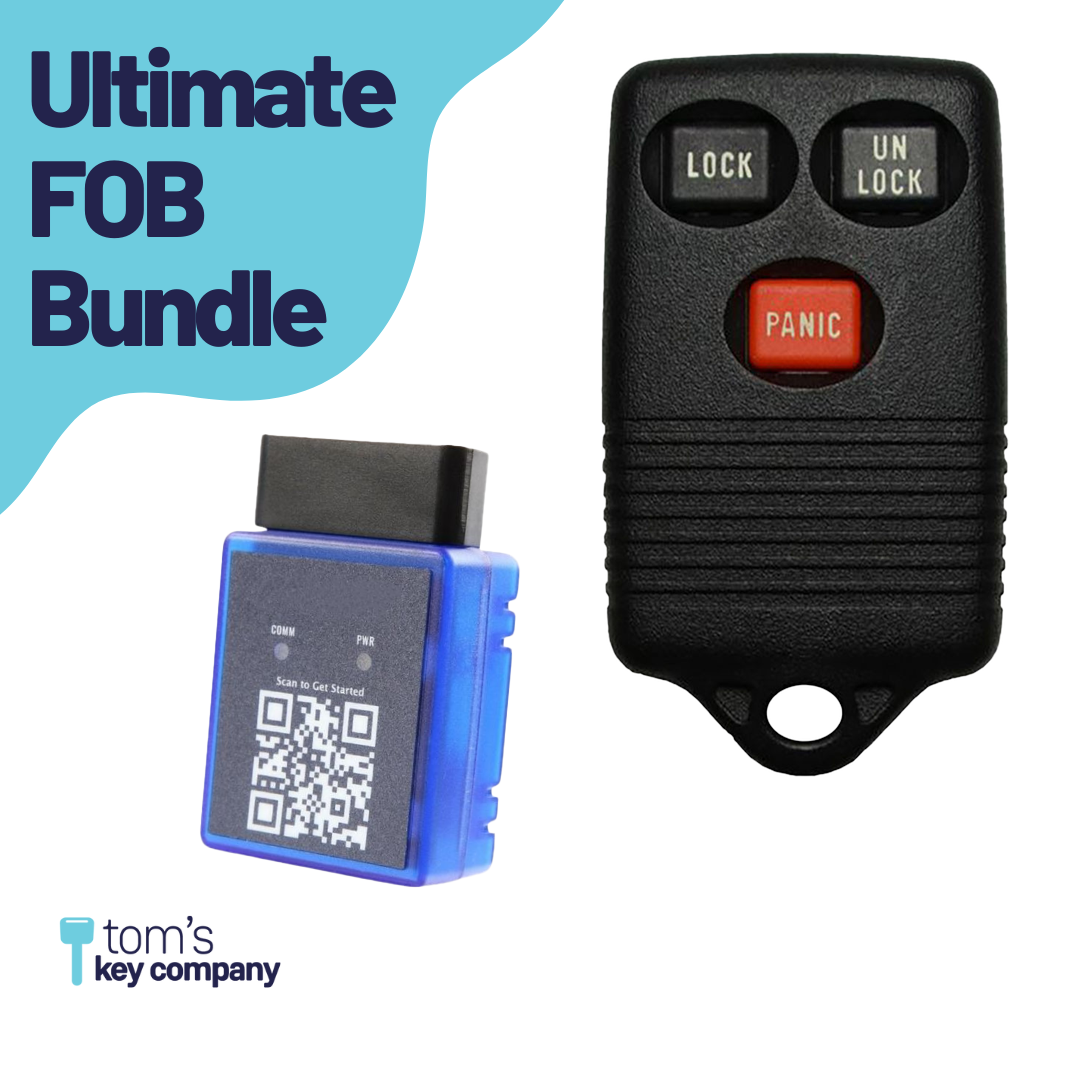 Ultimate Remote FOB Bundle with Programming Tool and Refurbished 3 Button Remote FOB for Select Ford Vehicles (FORFOB-3B-752-RC-K-UKB)