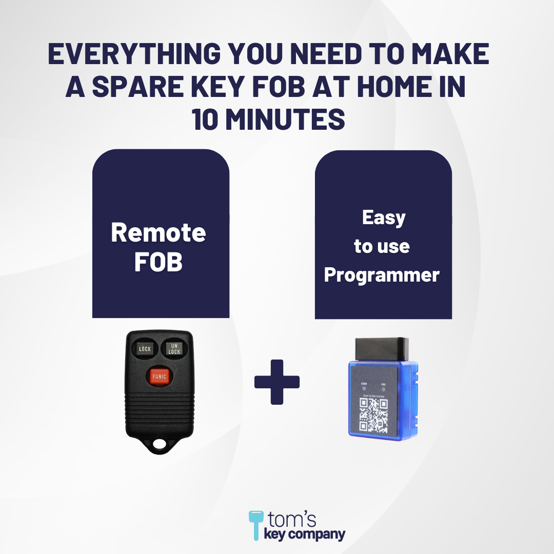 Ultimate Remote FOB Bundle with Programming Tool and Aftermarket 3 Button Remote FOB for Select Ford Vehicles (FORFOB-3B-752-RC-K-UKB)