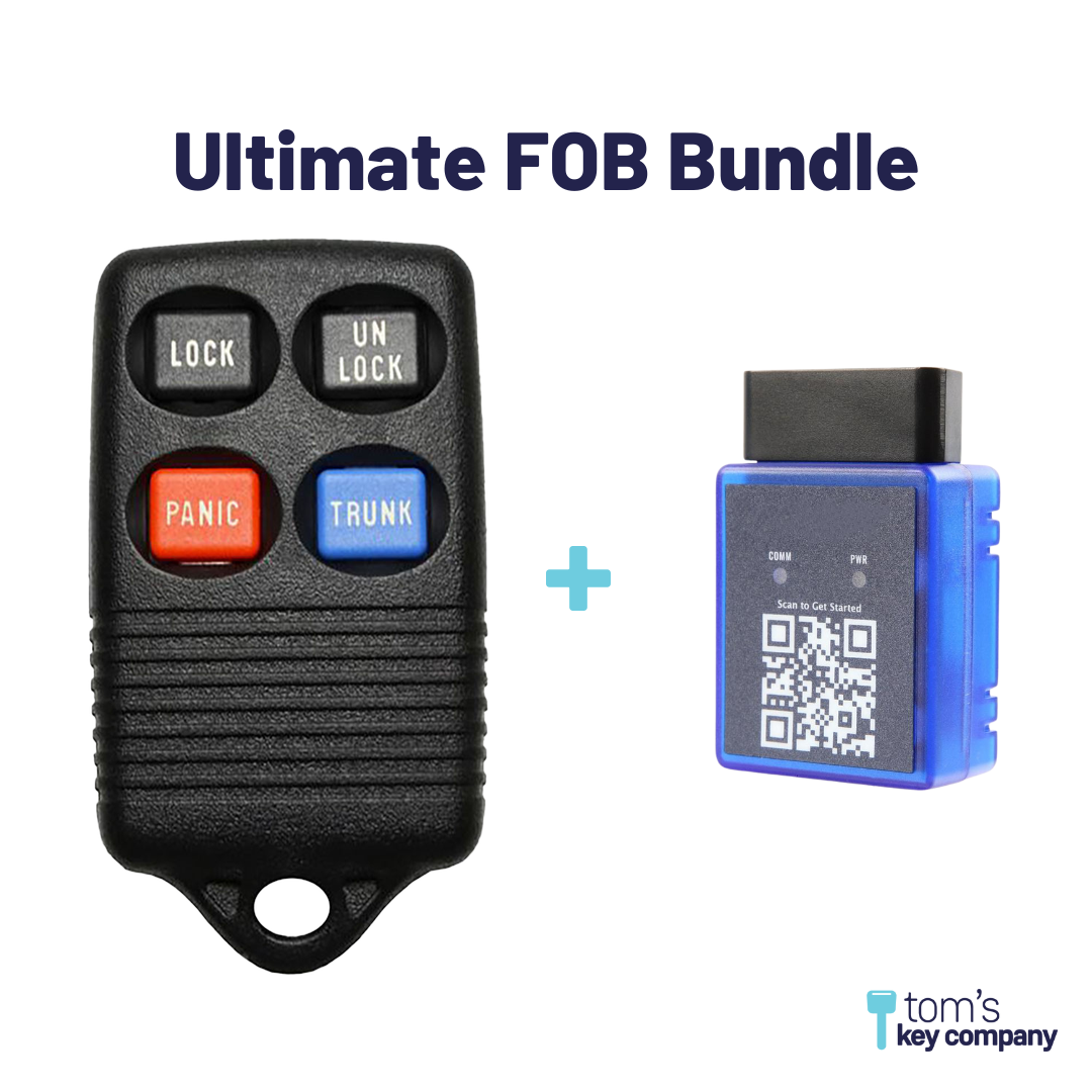 Ultimate Remote FOB Bundle with Programming Tool and Aftermarket 4 Button Remote FOB for Select Ford and Mercury Vehicles (FORFOB-4B-TR-756-RC-K-UKB)