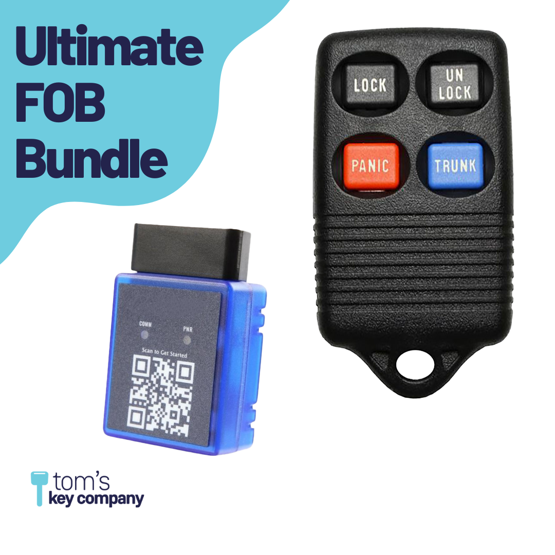 Ultimate Remote FOB Bundle with Programming Tool and Aftermarket 4 Button Remote FOB for Select Ford and Mercury Vehicles (FORFOB-4B-TR-756-RC-K-UKB)