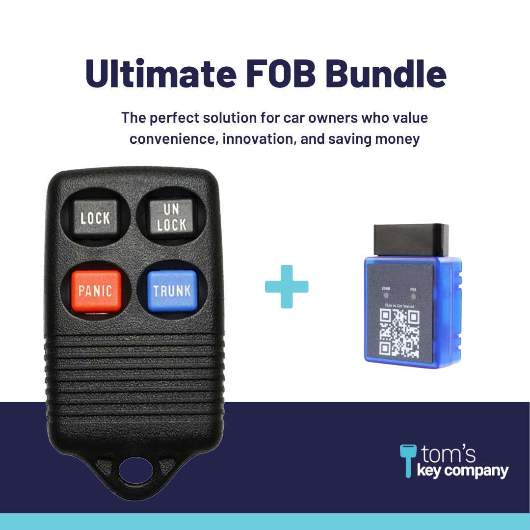 Ultimate Remote FOB Bundle with Programming Tool and Aftermarket 4 Button Remote FOB for Select Ford and Mercury Vehicles (FORFOB-4B-TR-756-RC-K-UKB)