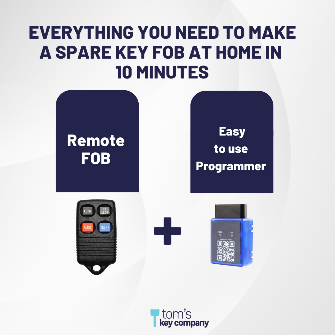 Ultimate Remote FOB Bundle with Programming Tool and Aftermarket 4 Button Remote FOB for Select Ford and Mercury Vehicles (FORFOB-4B-TR-756-RC-K-UKB)