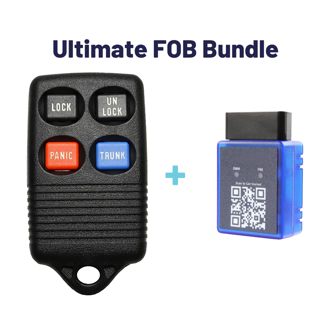 Ultimate Remote FOB Bundle with Programming Tool and Aftermarket 4 Button Remote FOB for Select Ford and Mercury Vehicles (FORFOB-4B-TR-756-RC-K-UKB)