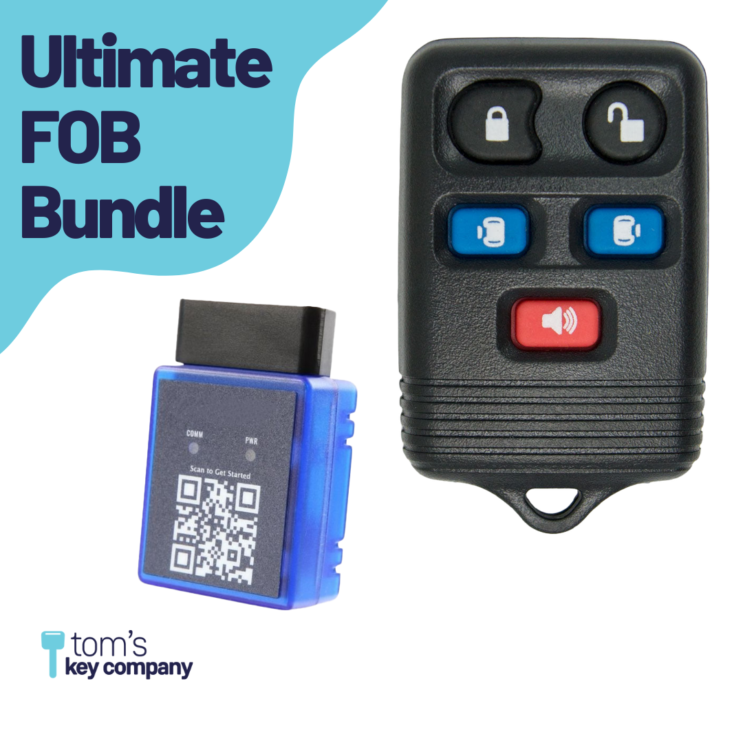 Ultimate Remote FOB Bundle with Programming Tool and Aftermarket 5 Button Remote FOB for Select Ford, Lincoln and Mercury Vehicles (FORFOB-5B-759-K-UKB)