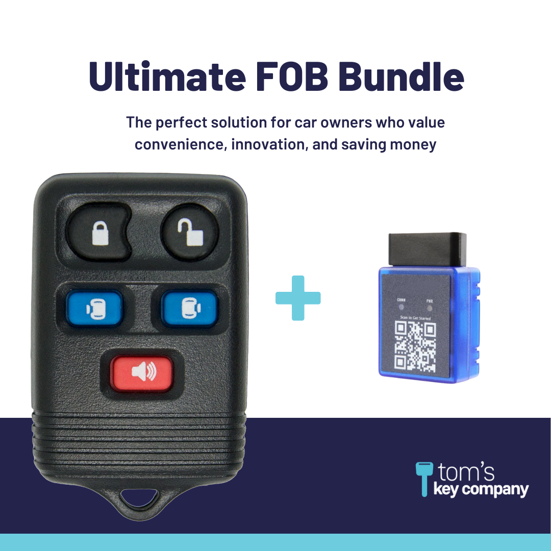 Ultimate Remote FOB Bundle with Programming Tool and Aftermarket 5 Button Remote FOB for Select Ford, Lincoln and Mercury Vehicles (FORFOB-5B-759-K-UKB)