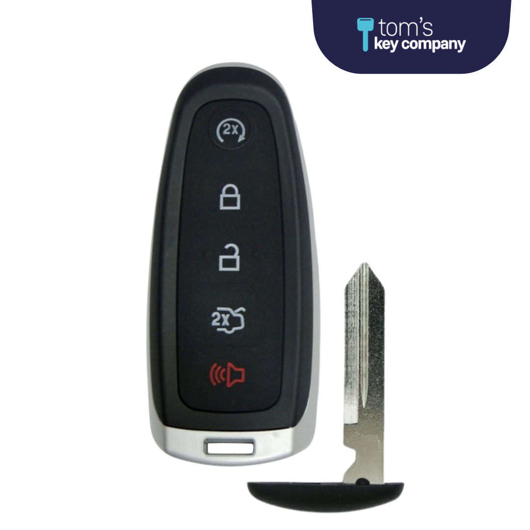 Brand New Aftermarket 5-Button Smart Key with Remote Start and Trunk Release for Select Ford Vehicles (FORPSK-5B-TRS-FOB-PDL)