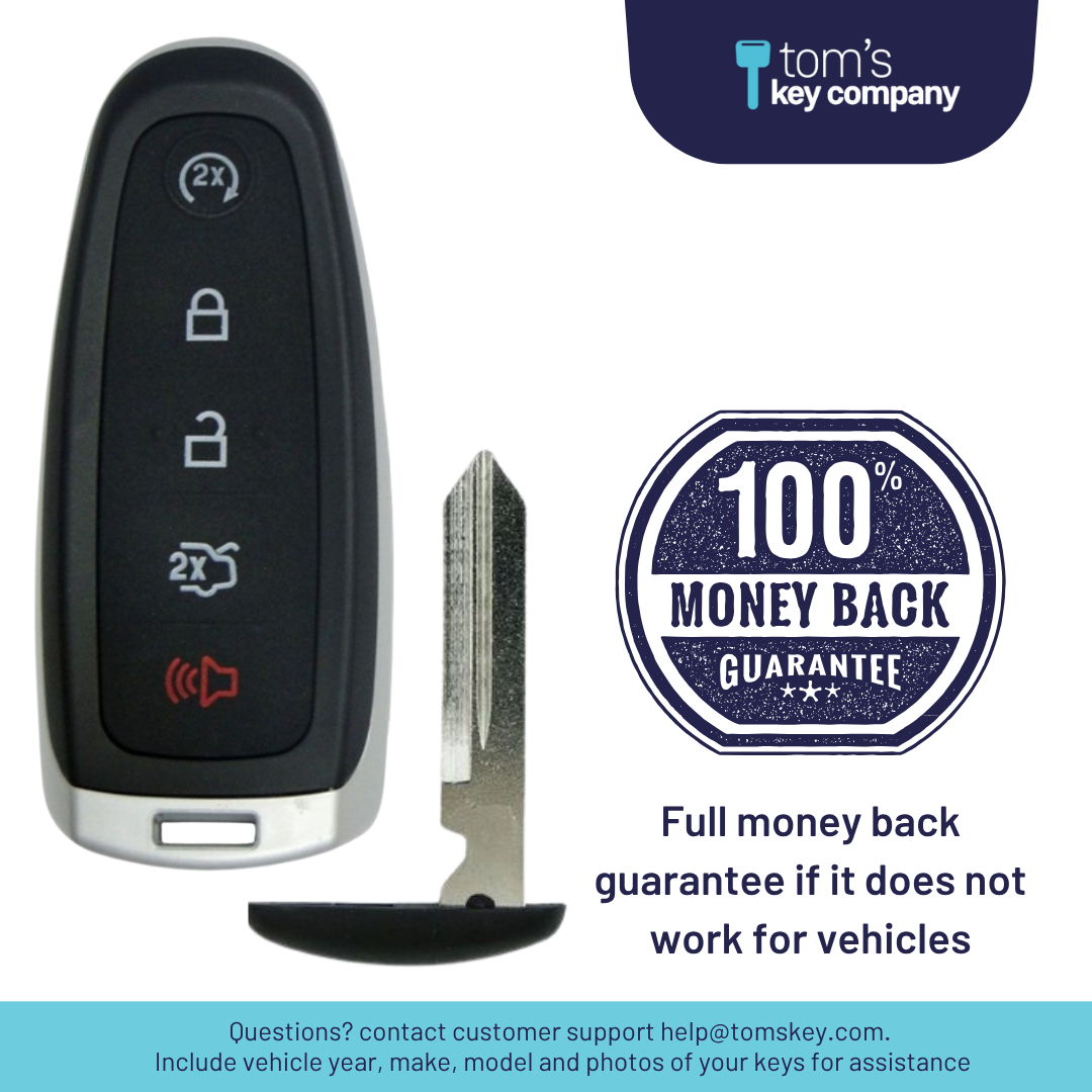 Brand New Aftermarket 5-Button Smart Key with Remote Start and Trunk Release for Select Ford Vehicles (FORPSK-5B-TRS-FOB-PDL)