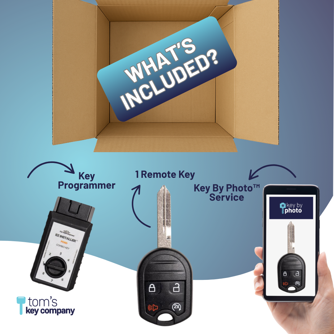 Ultimate Key Bundle DIY Car Key Replacement Kit with SimpleKey™ Programmer & Key By Photo™ Service | Ford and Lincoln with 4 Button Remote Key with Remote Start Feature (FORRK4RSSK-KBP-UKB)