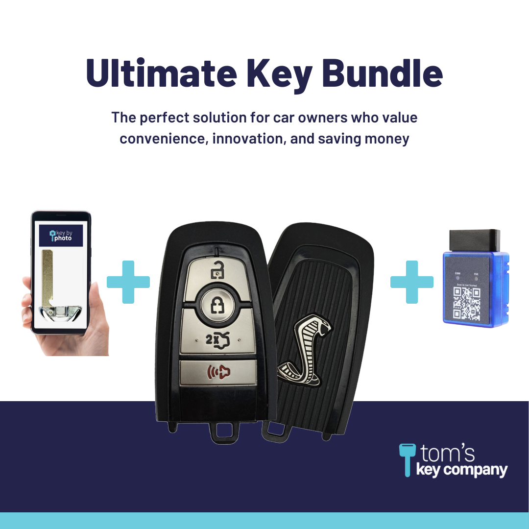 Ultimate Smart Key Bundle with Programming Tool, Refurbished 4-Button Smart Key Fob and Key By Photo for Select Ford Vehicles (FORSK-4B-TR-R8187-REF-K-UKB)
