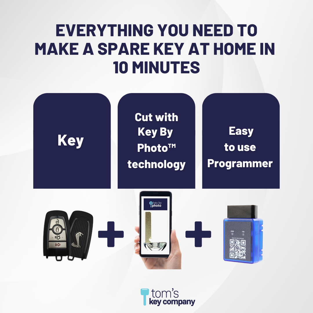 Ultimate Smart Key Bundle with Programming Tool, Refurbished 4-Button Smart Key Fob and Key By Photo for Select Ford Vehicles (FORSK-4B-TR-R8187-REF-K-UKB)