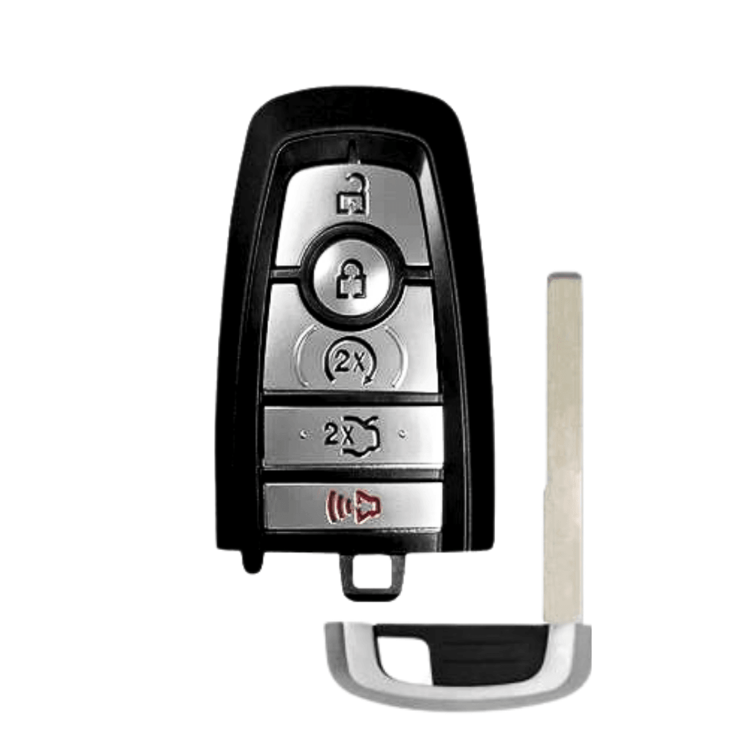 Ford Edge, Escape, Explorer, Expedition & F-150 5 Button Smart Key with Remote Start and Trunk Release (FORSK-5B-FOB-HITAG)