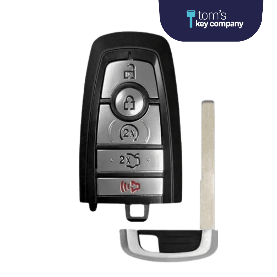 Ford Edge, Escape, Explorer, Expedition & F-150 5 Button Smart Key with Remote Start and Trunk Release (FORSK-5B-FOB-HITAG)