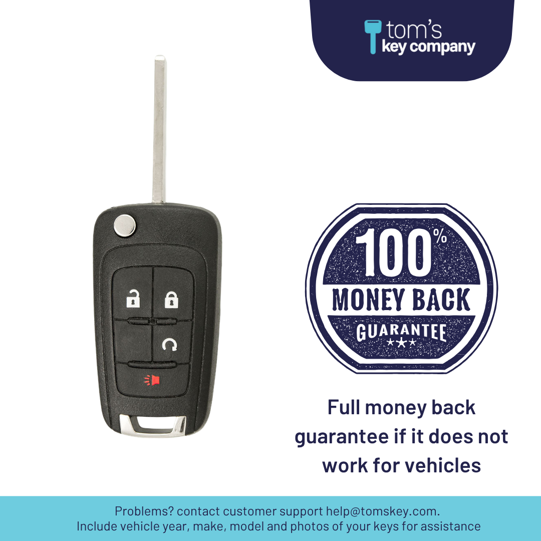 Brand New Aftermarket 4-Button Remote Key with Lock, Unlock, Remote Start, Panic for Select GMC Vehicles (GMC-4B-802-K)