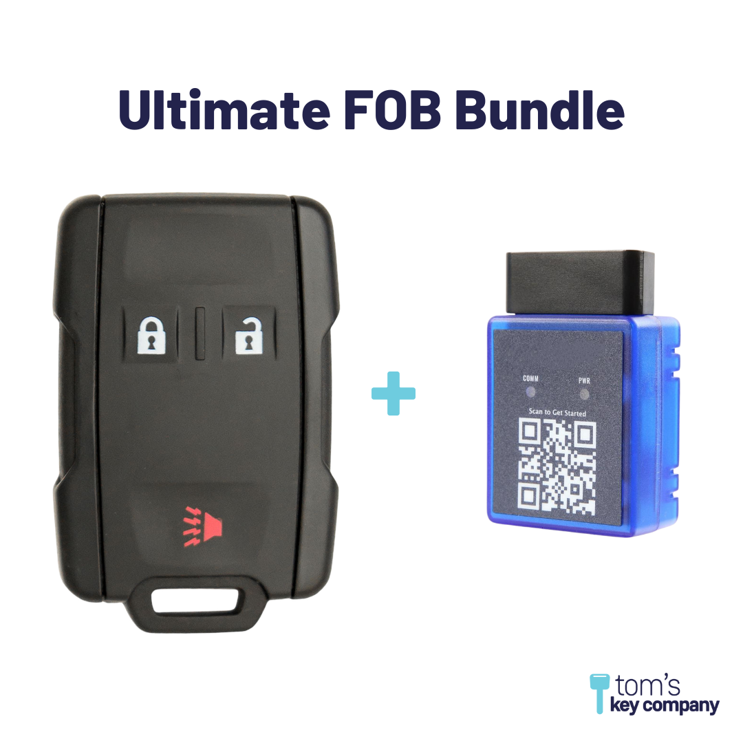 Ultimate Remote FOB Bundle with Programming Tool and Aftermarket 3 Button Remote FOB for Select GMC Vehicles (GMCFOB-3B-828-K-UKB)