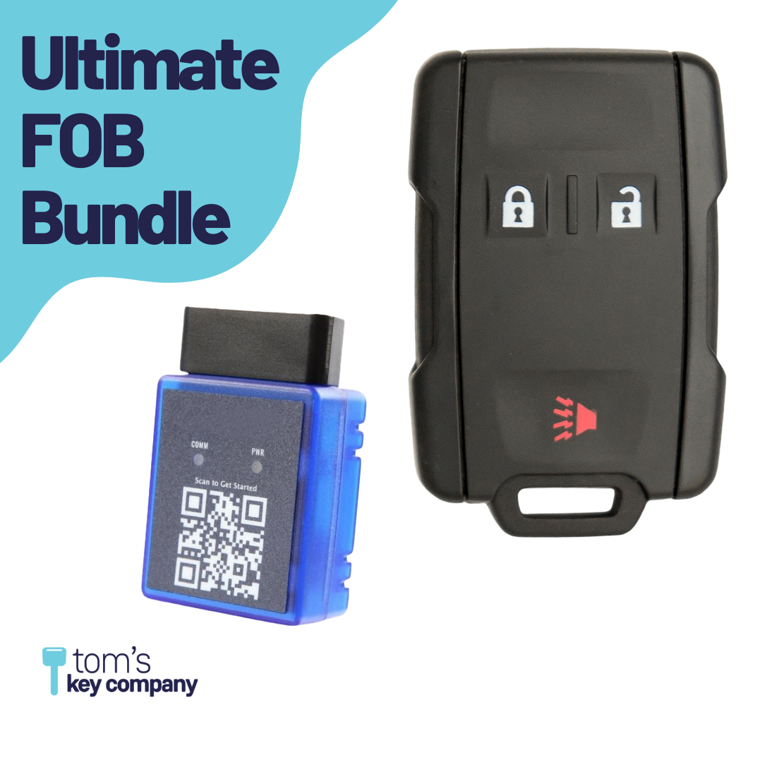 Ultimate Remote FOB Bundle with Programming Tool and Aftermarket 3 Button Remote FOB for Select GMC Vehicles (GMCFOB-3B-828-K-UKB)