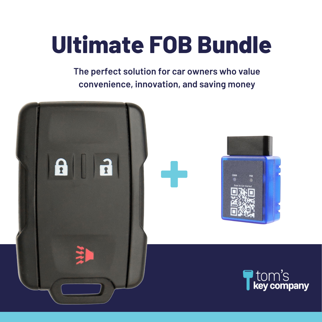 Ultimate Remote FOB Bundle with Programming Tool and Aftermarket 3 Button Remote FOB for Select GMC Vehicles (GMCFOB-3B-828-K-UKB)