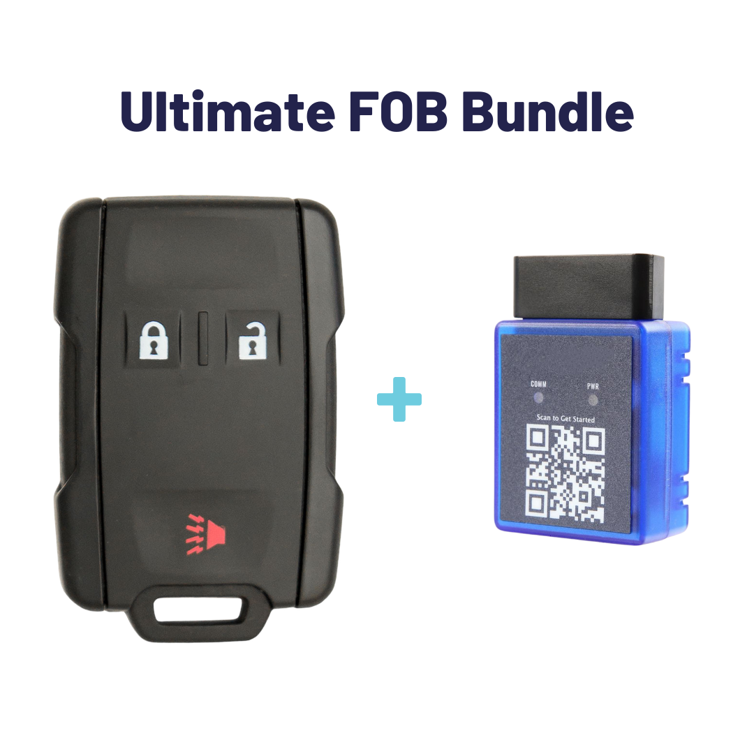 Ultimate Remote FOB Bundle with Programming Tool and Aftermarket 3 Button Remote FOB for Select GMC Vehicles (GMCFOB-3B-828-K-UKB)