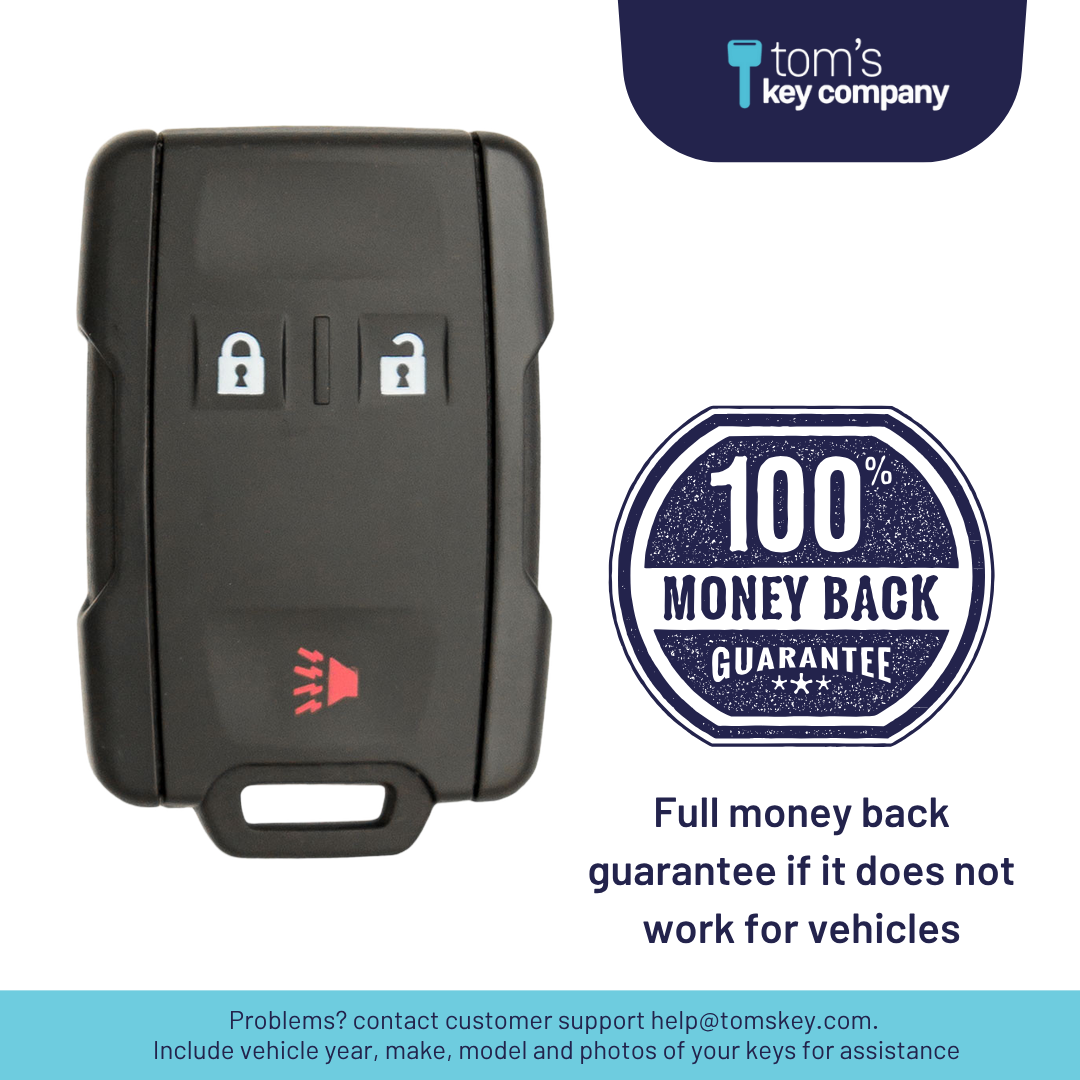 Brand New Aftermarket 3-Button Remote Fob with Lock, Unlock, Panic for Select GMC Vehicles (GMCFOB-3B-828-K)