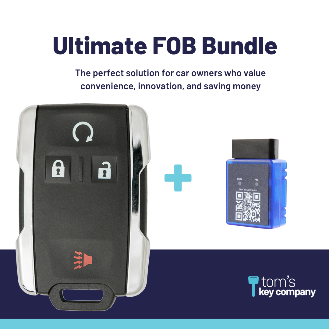 Ultimate Remote FOB Bundle with Programming Tool and Aftermarket 4 Button Remote FOB for Select GMC Vehicles (GMCFOB-4B-834-K-UKB)