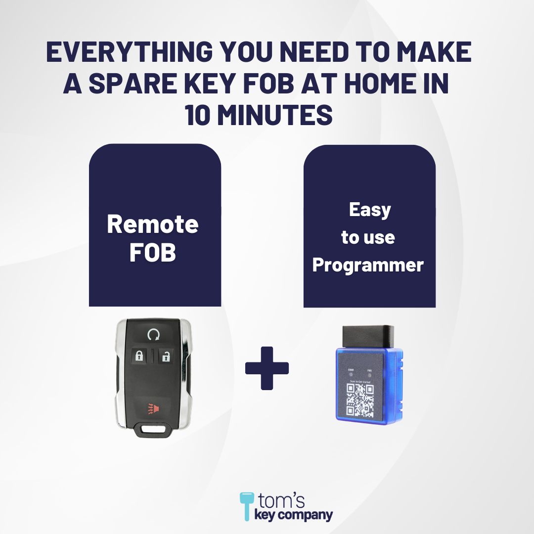 Ultimate Remote FOB Bundle with Programming Tool and Aftermarket 4 Button Remote FOB for Select GMC Vehicles (GMCFOB-4B-834-K-UKB)