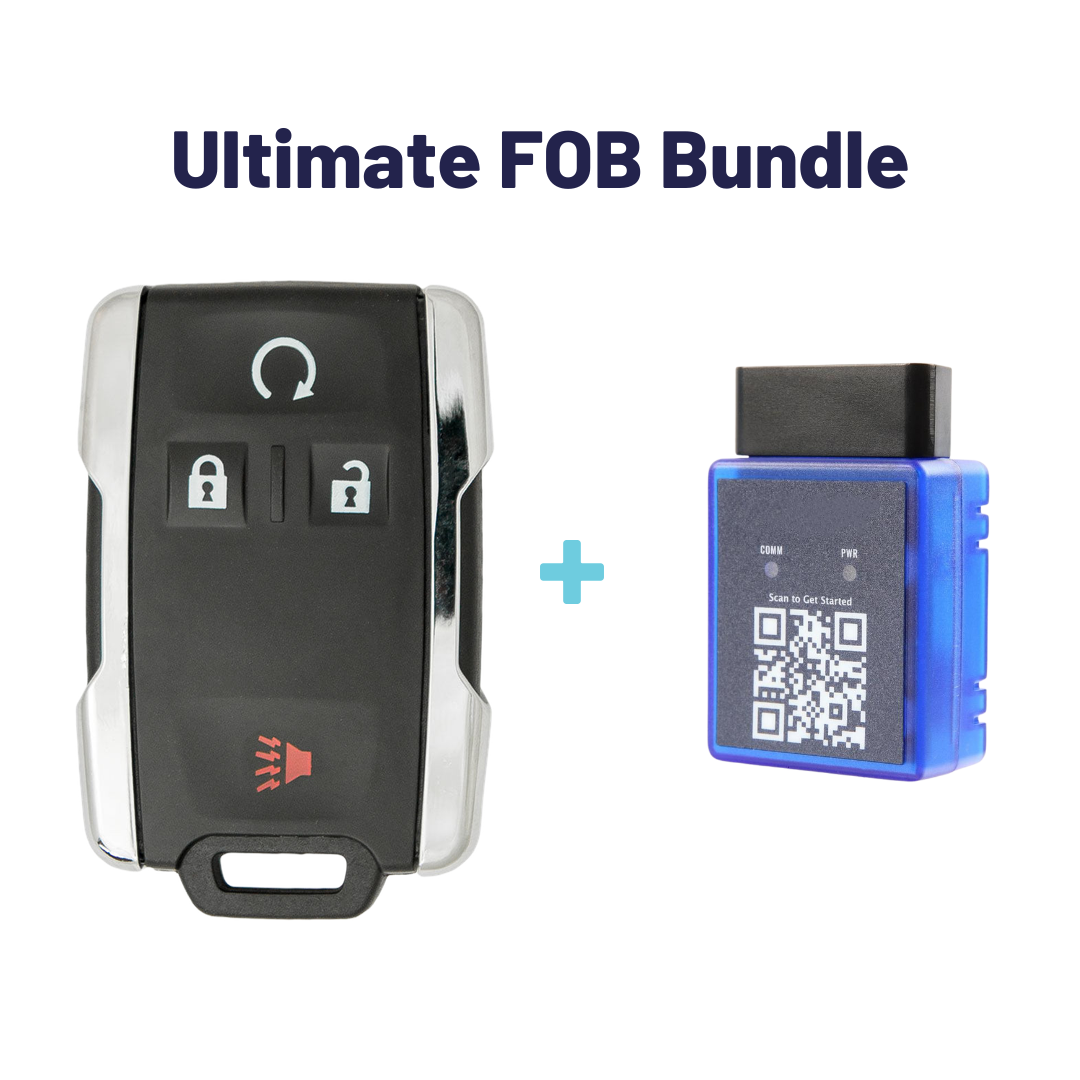 Ultimate Remote FOB Bundle with Programming Tool and Aftermarket 4 Button Remote FOB for Select GMC Vehicles (GMCFOB-4B-834-K-UKB)