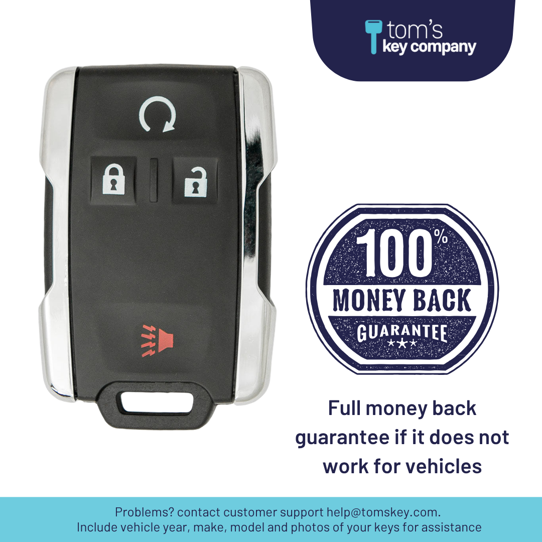 Brand New Aftermarket 4-Button Remote Fob with Lock, Unlock, Remote Start, Panic for Select GMC Vehicles (GMCFOB-4B-834-K)