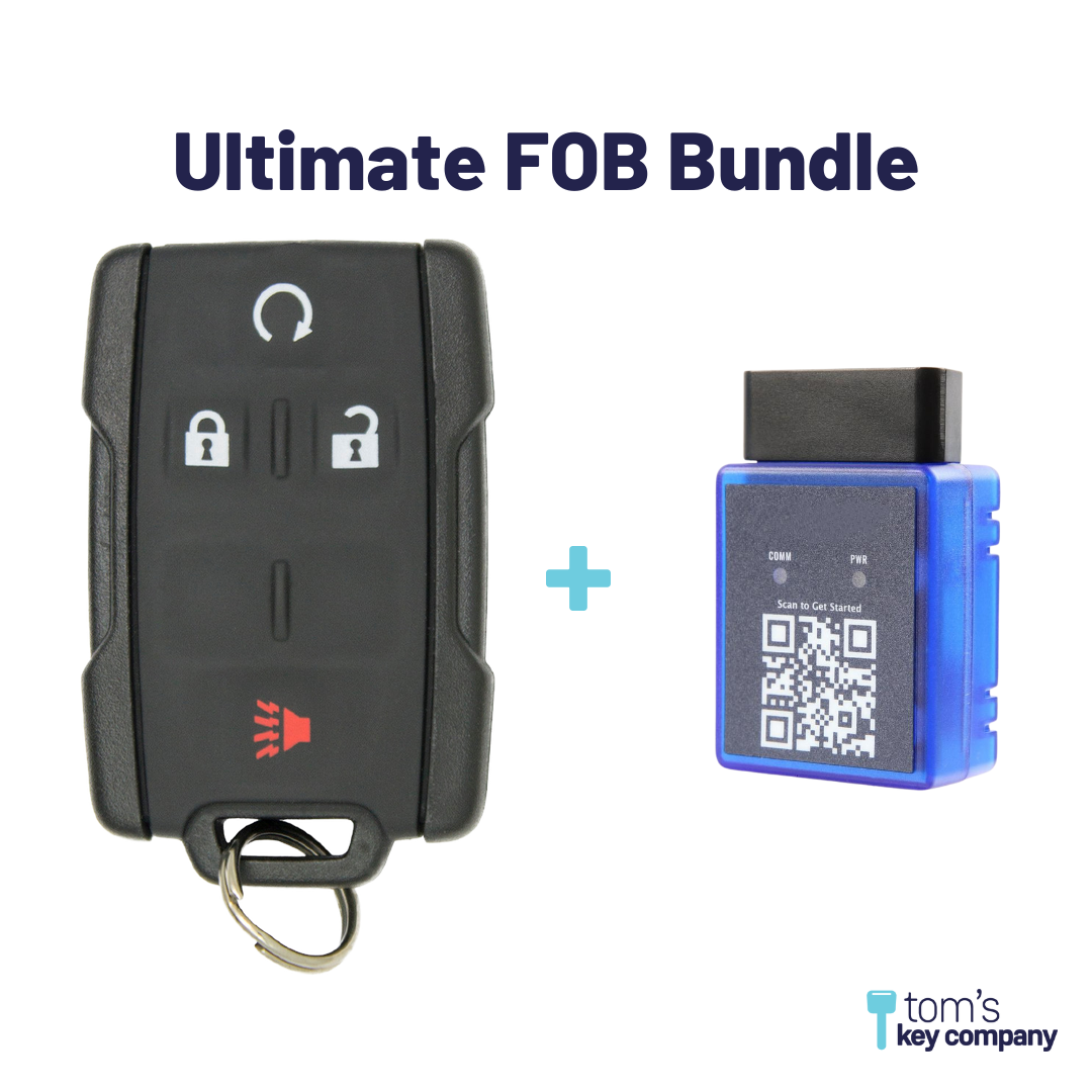 Ultimate Remote FOB Bundle with Programming Tool and Aftermarket 4 Button Remote FOB for Select GMC Vehicles (GMCFOB-4B-842-K-UKB)