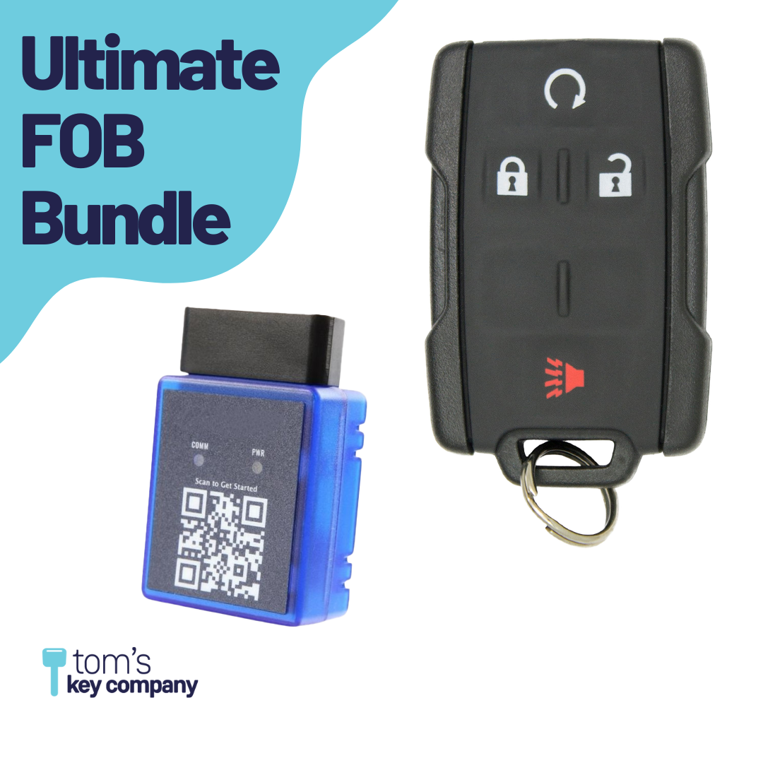 Ultimate Remote FOB Bundle with Programming Tool and Aftermarket 4 Button Remote FOB for Select GMC Vehicles (GMCFOB-4B-842-K-UKB)