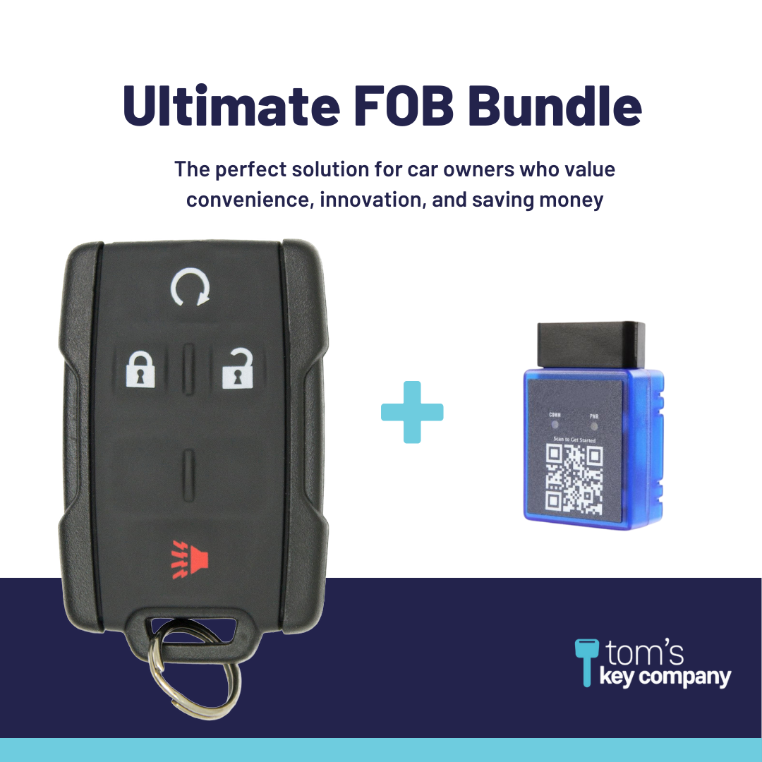 Ultimate Remote FOB Bundle with Programming Tool and Aftermarket 4 Button Remote FOB for Select GMC Vehicles (GMCFOB-4B-842-K-UKB)