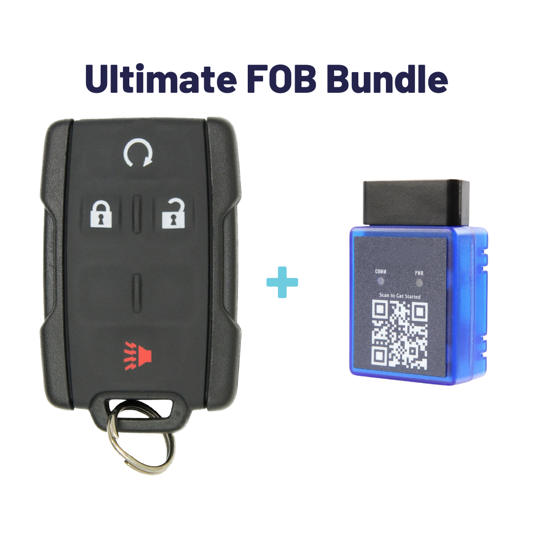 Ultimate Remote FOB Bundle with Programming Tool and Aftermarket 4 Button Remote FOB for Select GMC Vehicles (GMCFOB-4B-842-K-UKB)