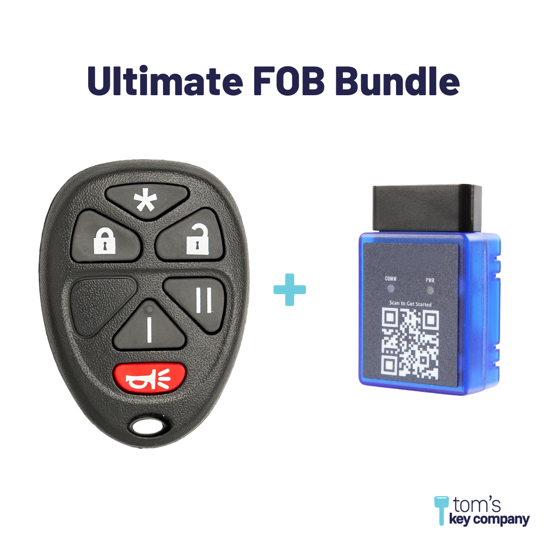 Ultimate Remote FOB Bundle with Programming Tool and Aftermarket 6 Button Remote FOB for Select GMC Vehicles (GMCFOB-6B-RS-967-K-UKB)