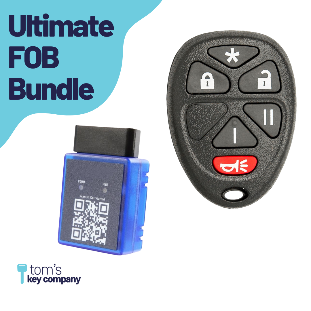 Ultimate Remote FOB Bundle with Programming Tool and Aftermarket 6 Button Remote FOB for Select GMC Vehicles (GMCFOB-6B-RS-967-K-UKB)