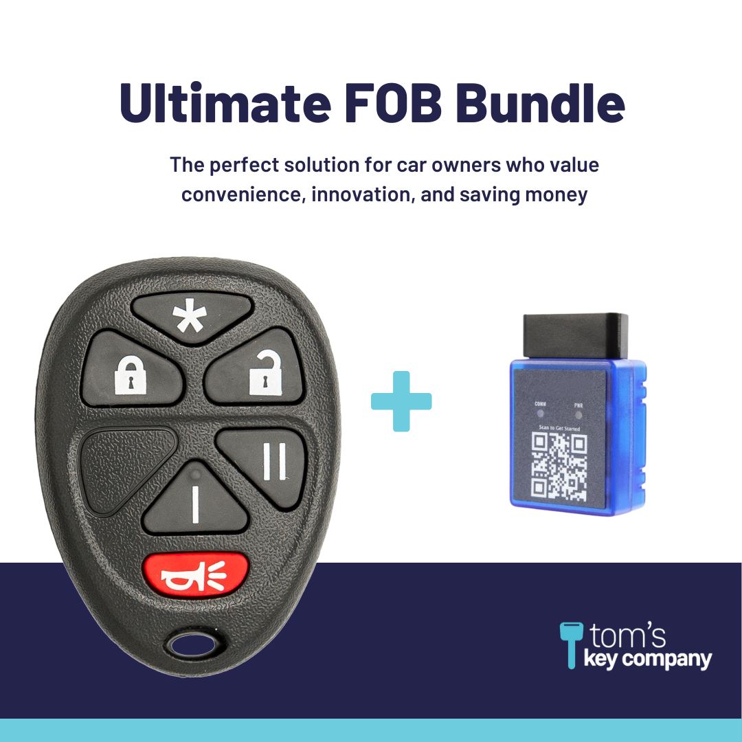 Ultimate Remote FOB Bundle with Programming Tool and Aftermarket 6 Button Remote FOB for Select GMC Vehicles (GMCFOB-6B-RS-967-K-UKB)