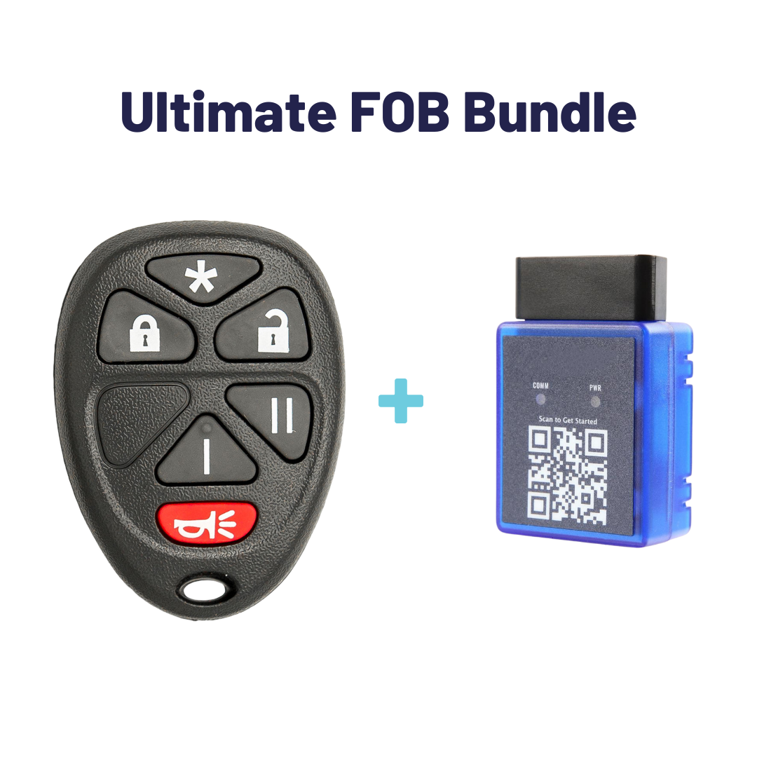 Ultimate Remote FOB Bundle with Programming Tool and Aftermarket 6 Button Remote FOB for Select GMC Vehicles (GMCFOB-6B-RS-967-K-UKB)