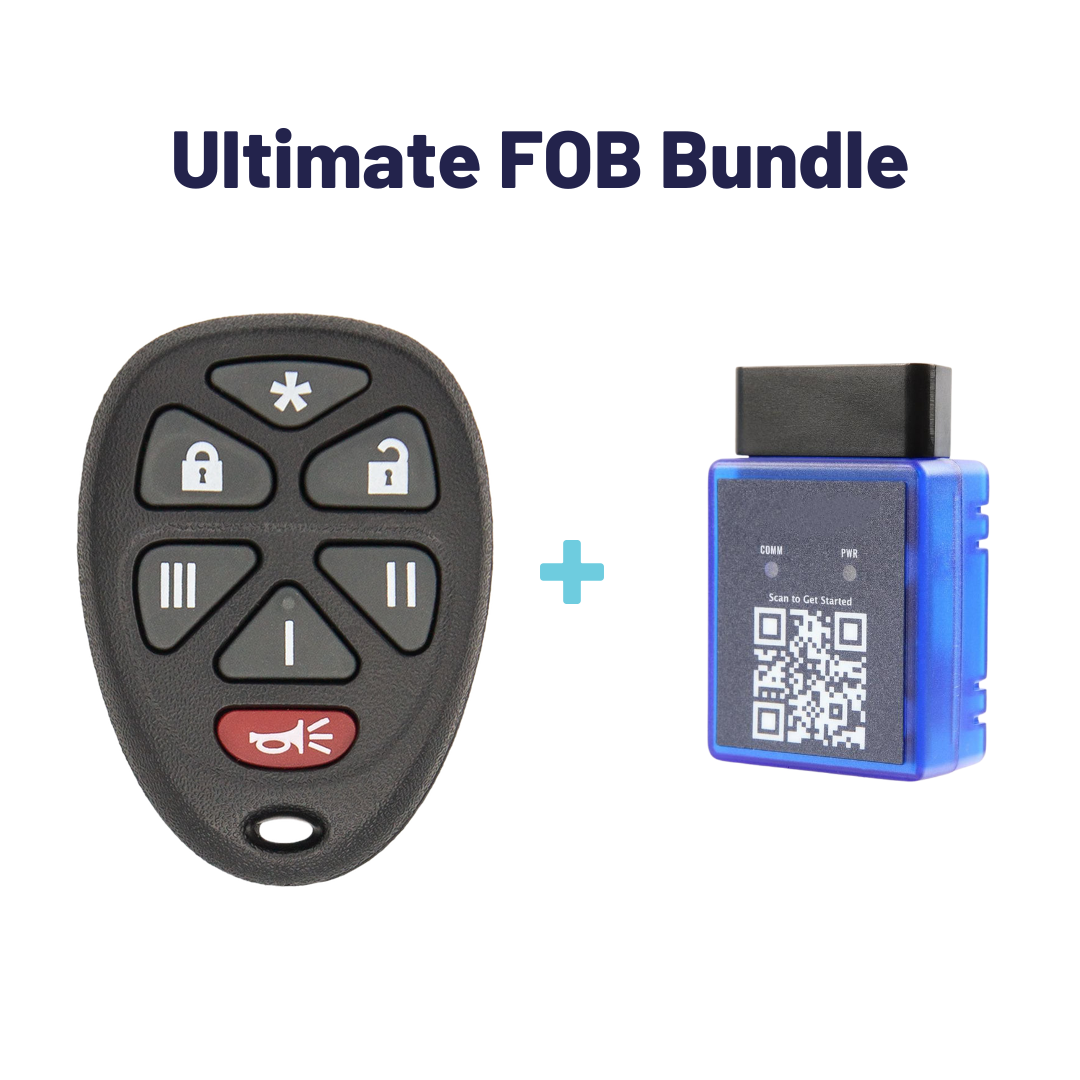 Ultimate Remote FOB Bundle with Programming Tool and Aftermarket 7 Button Remote FOB for Select GMC Vehicles (GMCFOB-7B-968-K-UKB)