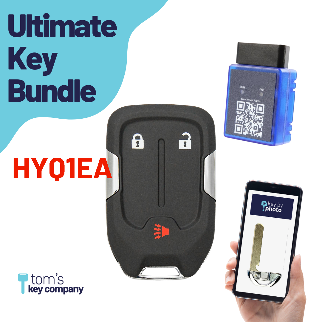 Ultimate Smart Key Bundle with Programming Tool, Refurbished 3-Button Smart Key Fob and Key By Photo for Select GMC Vehicles (GMCSK-3B-865-K-UKB)