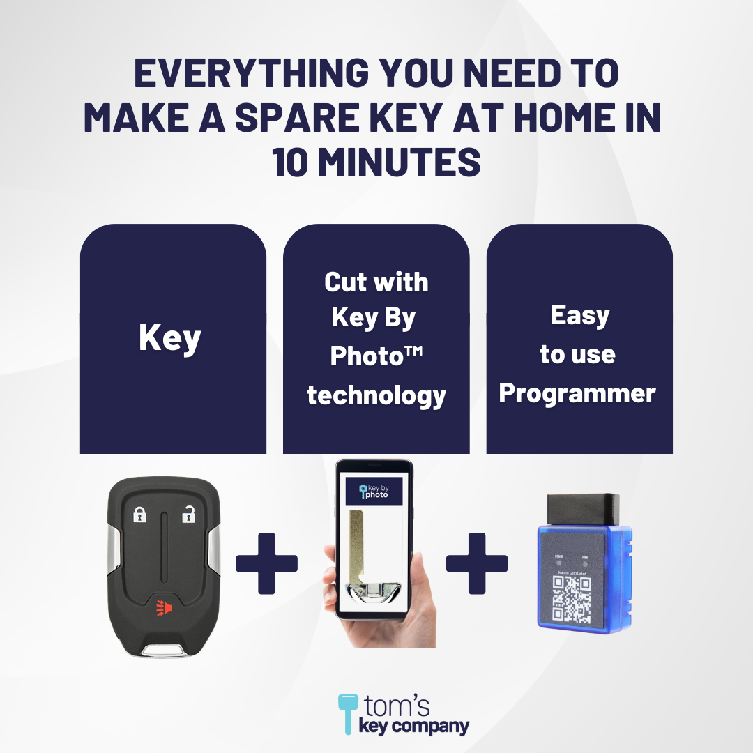 Ultimate Smart Key Bundle with Programming Tool, Aftermarket 3-Button Smart Key Fob and Key By Photo for Select GMC Vehicles (GMCSK-3B-865-K-UKB)