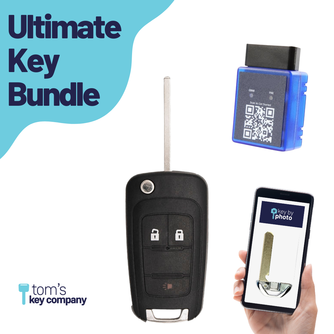 Ultimate Smart Key Bundle with Programming Tool, Aftermarket 3-Button Smart Key Fob and Key By Photo for Select GMC Vehicles (GMCSK-3B-951-K-UKB)