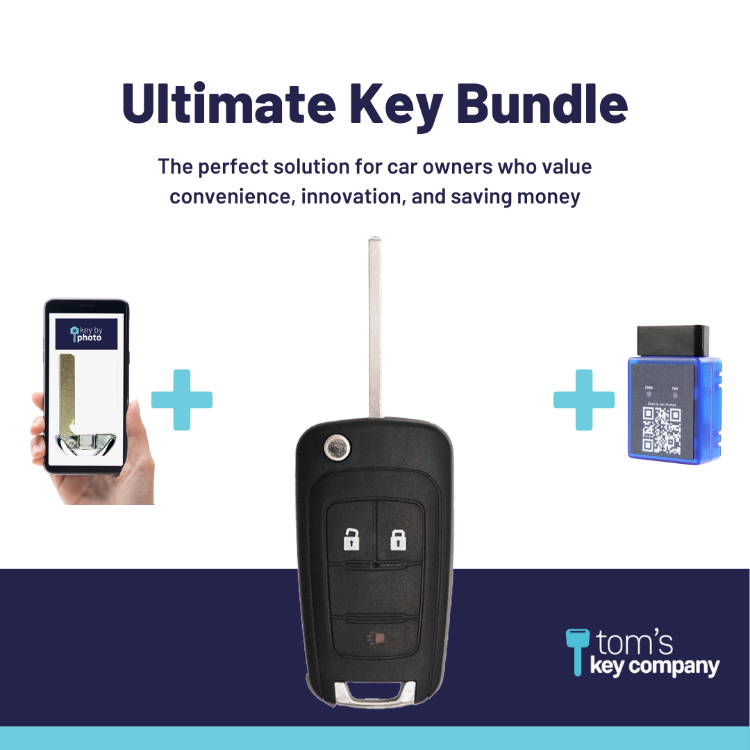 Ultimate Smart Key Bundle with Programming Tool, Aftermarket 3-Button Smart Key Fob and Key By Photo for Select GMC Vehicles (GMCSK-3B-951-K-UKB)