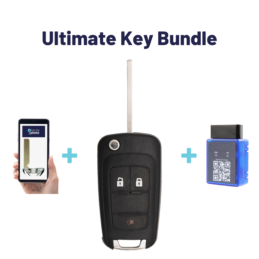 Ultimate Smart Key Bundle with Programming Tool, Aftermarket 3-Button Smart Key Fob and Key By Photo for Select GMC Vehicles (GMCSK-3B-951-K-UKB)