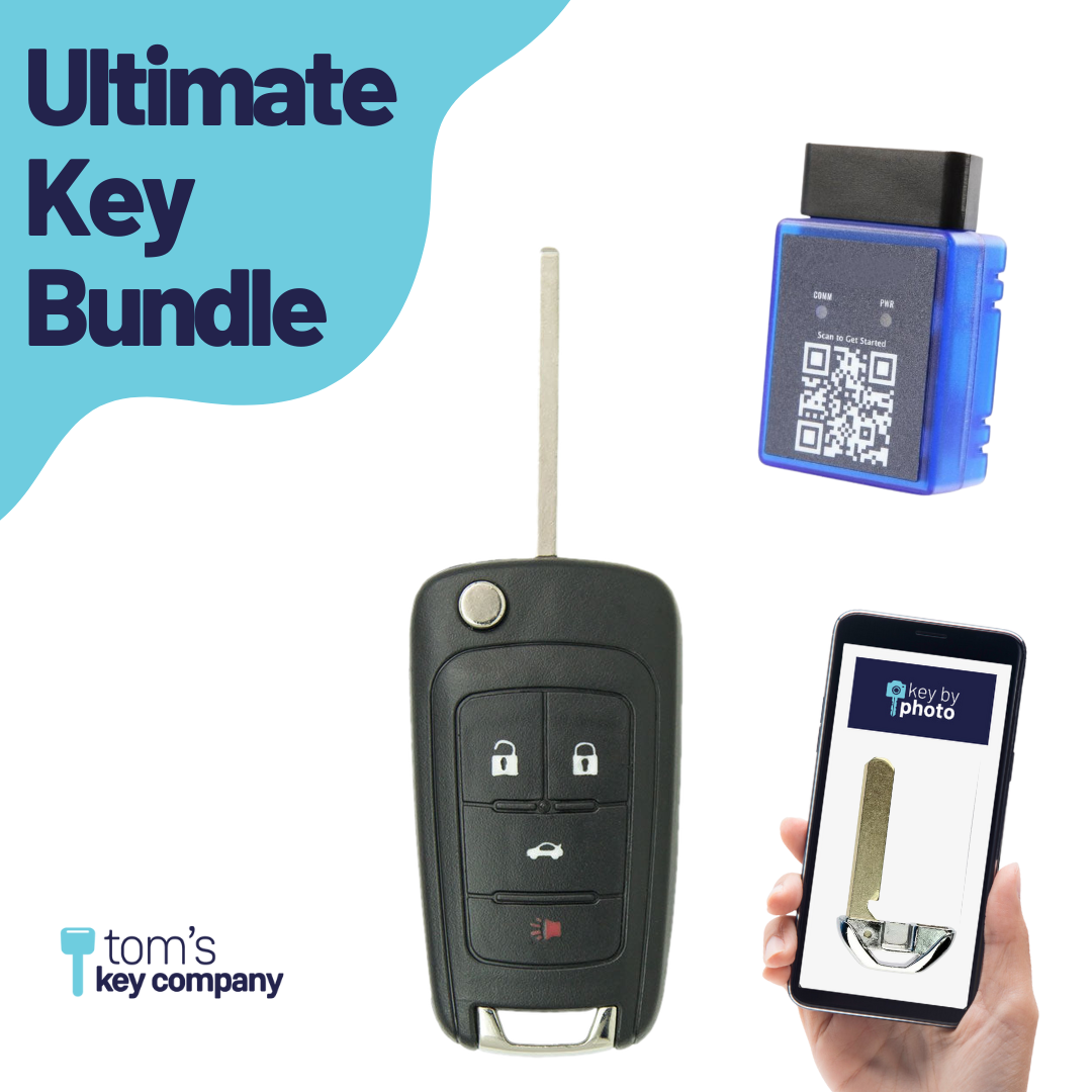Ultimate Smart Key Bundle with Programming Tool, Refurbished 4-Button Smart Key Fob and Key By Photo for Select GMC Vehicles (GMCSK-4B-TR-791-K-UKB)
